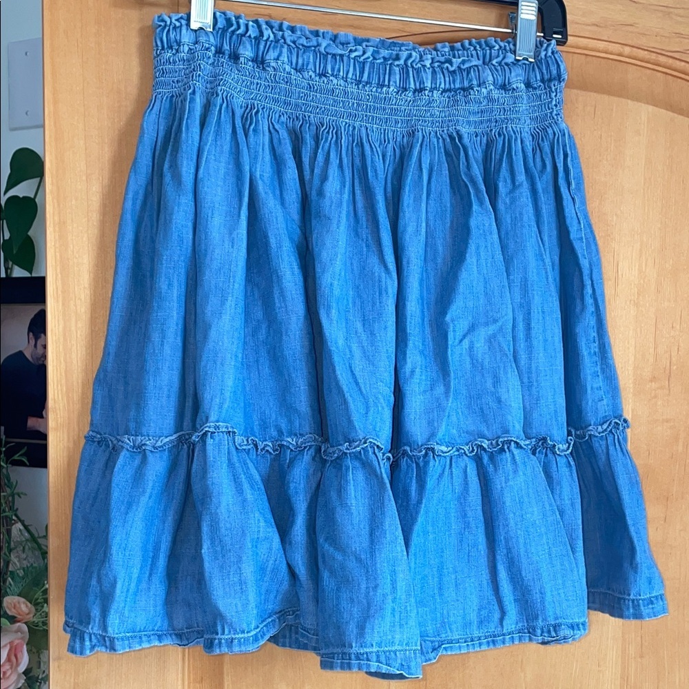 Mini Boden Tiered Denim Skirt with Contrast Drawstring Girls 11/12y As Is - Picture 6 of 7